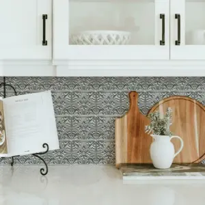 RoomMates Silver Tin Peel & Stick Tile Backsplash | Square | Single
