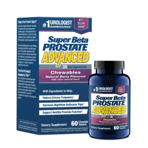 Super Beta Prostate Advanced with Beta-Sitosterol | Men's Supplement | 60 Chewable Tablets | Berry | 1