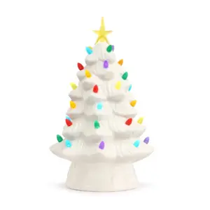 Mr. Christmas 18 Nostalgic Ceramic Christmas Tree | White | 1 Count | Yellow