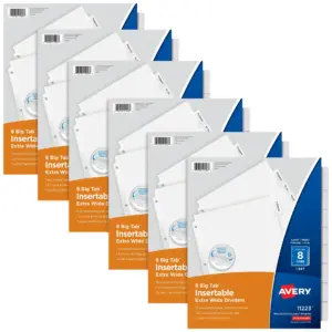 Avery Extra-Wide Big Tab Dividers | 8-Tab | Clear | 6 Sets (11254)