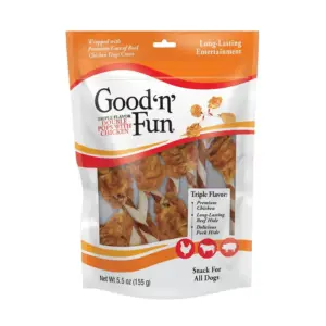 Good 'n' Fun Triple Flavor Double Pops with Chicken | Rawhide Chews for All Dogs | 5.5 Ounce. | 1 | Double Pops With Chicken