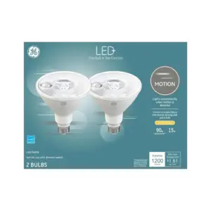 GE LED+ Motion Warm White 90W LED Outdoor Floodlight | PAR38 Bulbs | 2 Pack