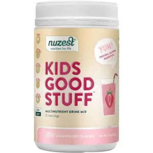 Nuzest | Kids Good Stuff | Vegan Smoothie Mix | Wild Strawberry | Multivitamin Nutritional Supplement Protein Shake | Dairy Free | Supporting Growth & Development | 225g/ 7.9 Ounce (15 Servings)