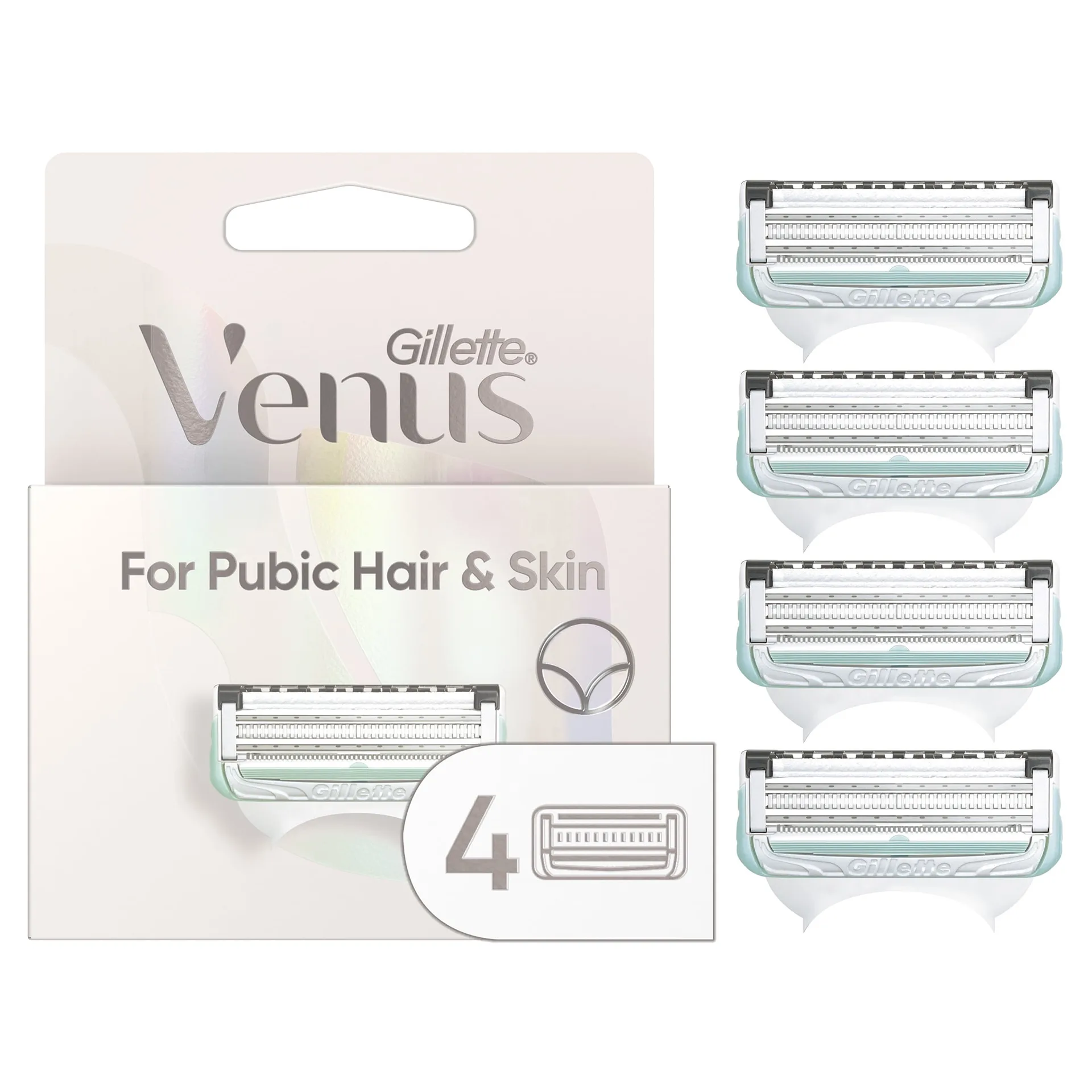 Venus for Pubic Hair & Skin | Women's Razor Blade Refills | 4 Count