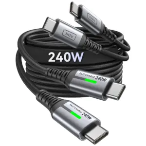 INIU 240W USB C Cable [3.3ft/2-pack] | Fast Charging Cord Type C | Braided USBC to USB-C Charger Cables for Macbook iPhone 16 15 Samsung S24 S23 etc | Black