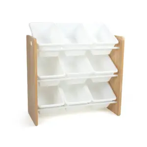 Humble Crew Journey Extra Large Toy Storage Organizer with 20 Plastic Storage Bins | Natural/White