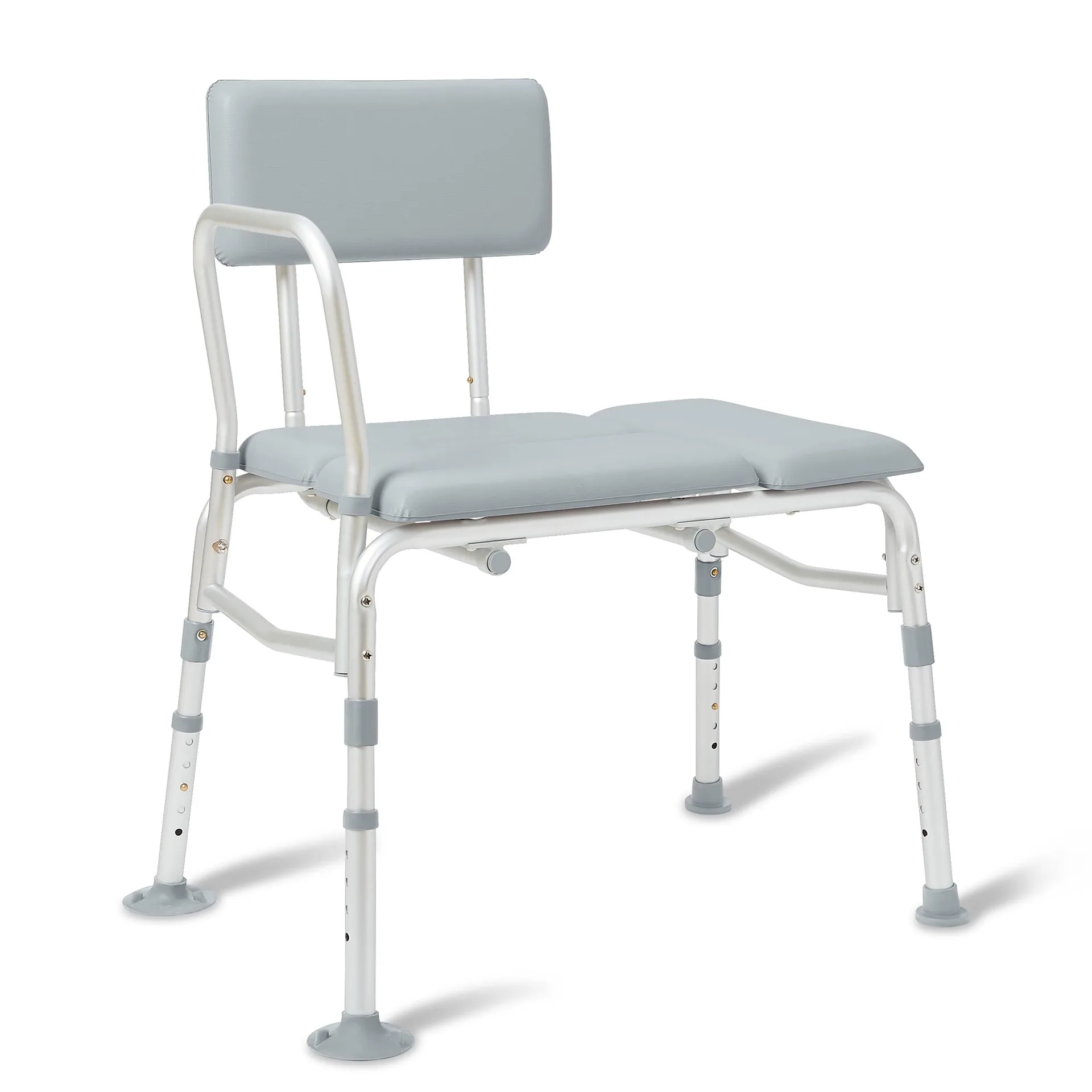 Medline Padded Transfer Bench for Bathtub & Shower | 400 lb. Weight Capacity | Gray
