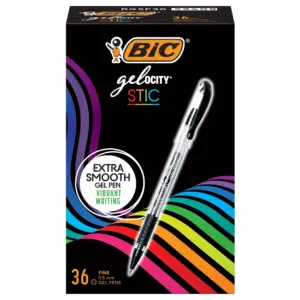 BIC Gelocity Smooth Gel Pens | Fine Point (0.5mm) | Black | 36-Count Pack