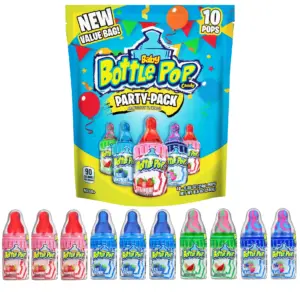 Baby Bottle Pop Bulk Variety Party Pack | 10 Count Individually Wrapped Lollipops w/ Powdered Sugar Dip Inch Assorted Fruity Flavors