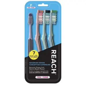 REACH Advanced Design Toothbrush | Firm Bristles | 7 Count Value Pack