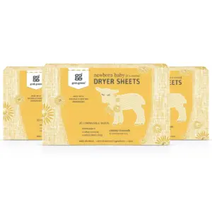 Grab Green Natural Newborn Baby Laundry Dryer Sheets-with Essential Oils | Calming Chamomile | 3 Count