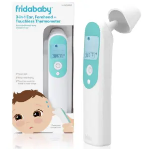 Frida Baby 3 Inch 1 Digital Thermometer for Ear | Forehead | & Touchless Infrared Bottle Temperature