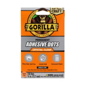 Gorilla Permanent Adhesive Dots | Double-Sided | 150 Pieces | 0.5 Diameter | Clear | (Pack of 1) | New | Single | 0.5 Inch. [150 dots per pack]