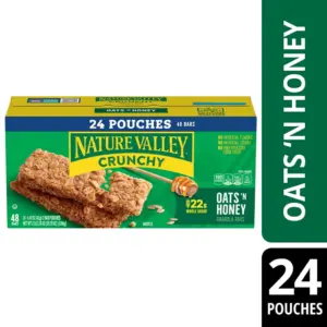 Nature Valley Crunchy Granola Bars | Oats 'n Honey | 48 Count | 35.76 Ounce (24 Pouches) | Single | Oat Honey