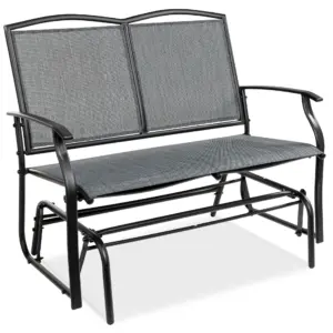 Best Choice Products 2-Person Outdoor Swing Glider | Steel Patio Loveseat | Bench Rocker w/ Armrests | Gray