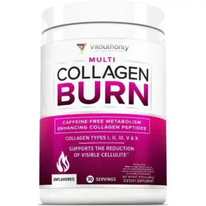 Vitauthority Multi Collagen Peptides Hydrolyzed Collagen Burn Powder | Unflavored | 30 servings
