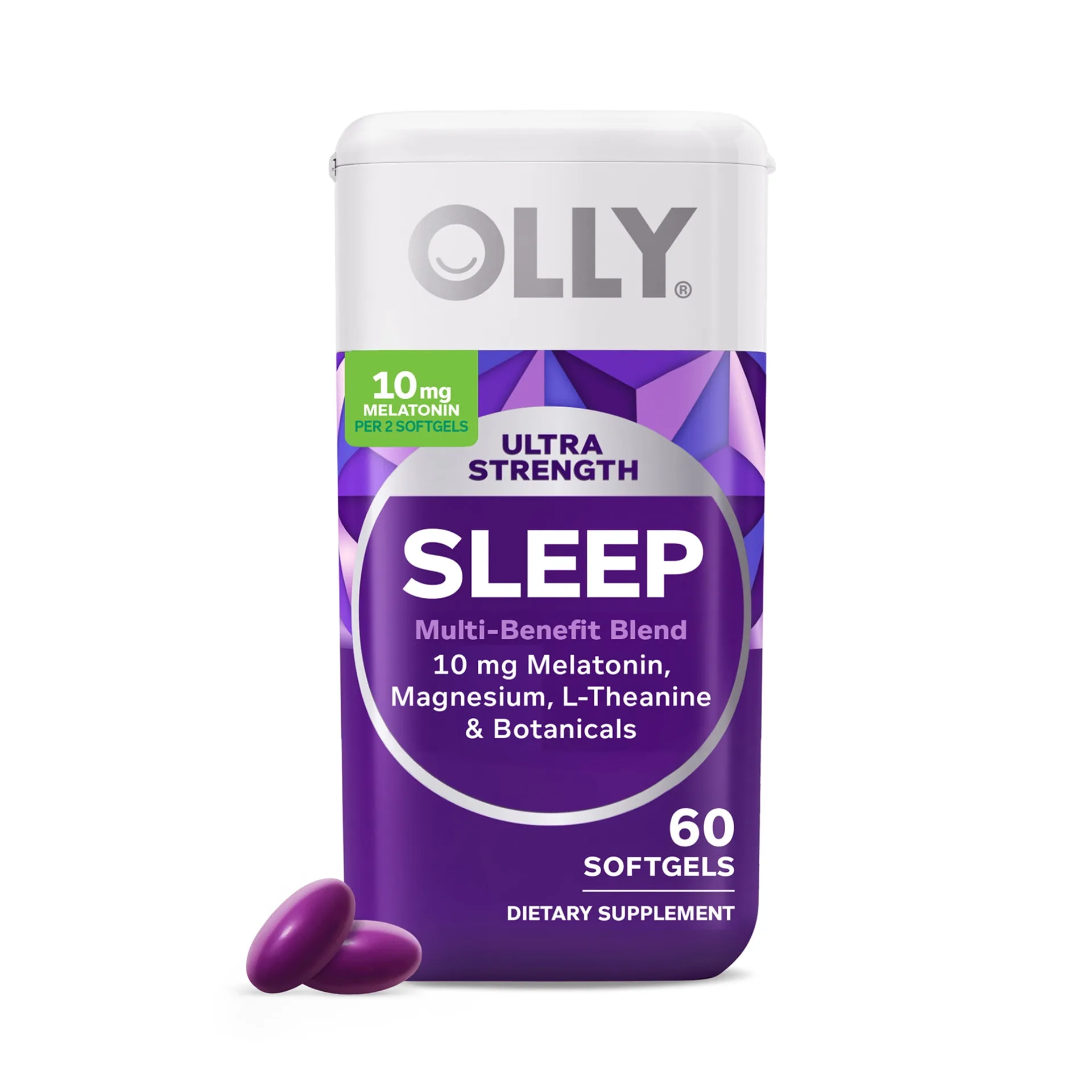 OLLY Ultra Strength Sleep Softgel Supplement | Melatonin | Magnesium | L-Theanine | 60 Ct