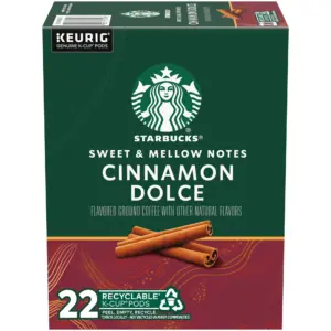 Starbucks Cinnamon Dolce Naturally Flavored Coffee | Keurig K-Cup Single Serve Coffee Pods | 22 Count