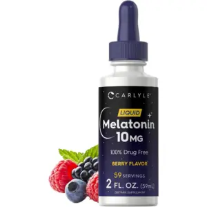 Melatonin Liquid 10mg | 2 Ounce | Berry Flavor | Vegetarian for Men & Women | by Carlyle