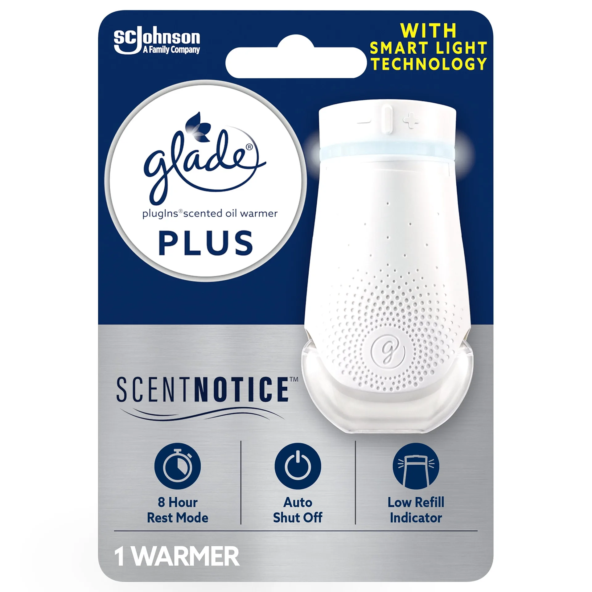 Glade PlugIns Scented Oil PLUS | Air Freshener Oil Warmer | with ScentNotice Technology | Single