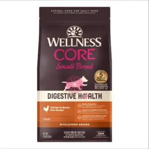 Wellness CORE Digestive Health Dry Dog Food | Small Breed Chicken and Brown Rice Dry Dog Food | 4 Pound Bag