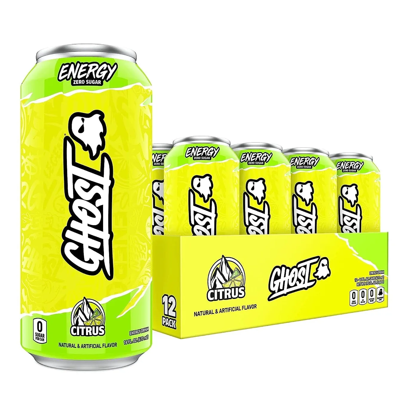 GHOST Zero Sugar Energy Drink | Citrus | 16 Ounce Can | 12 Pack