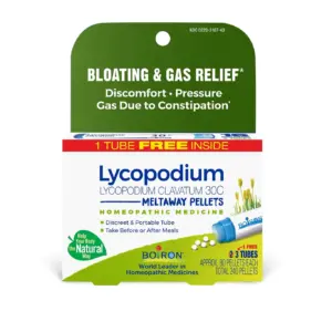 Boiron Lycopodium Clavatum 30C Bonus Pack | Homeopathic Medicine for Bloating and Gas Relief | Discomfort | Pressure Gas Due to Constipation | 240 Pellets | 3