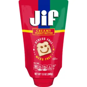 Jif Squeeze Creamy Peanut Butter | 13 Ounce. | Smooth | Creamy Texture | Portable Peanut Butter Pouch | Single