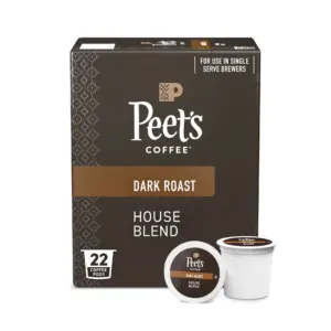 Peet's Coffee House Blend Premium Dark Roast Single Serve Coffee Pods | 22 Count | Black Coffee | Naturally Caffeinated