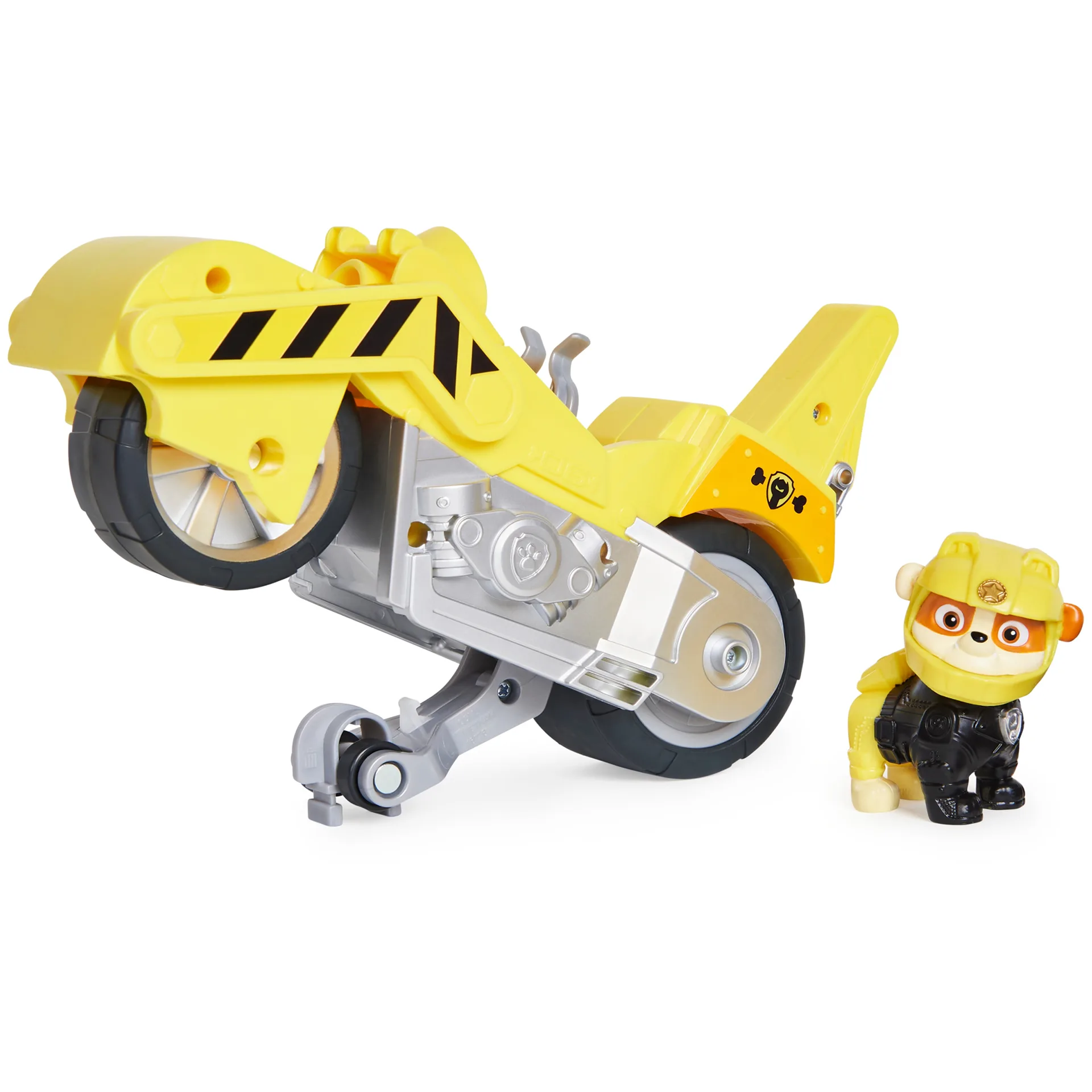 Paw Patrol | Moto Pups Rubbles Deluxe Pull Back Motorcycle Vehicle with Wheelie Feature & Toy Figure