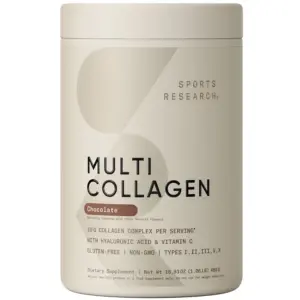 Sports Research Multi Collagen Protein Powder + Hyaluronic Acid + Vit. C | Chocolate (30 Servings) | 1.02 lbs