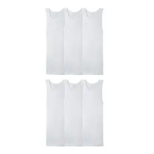 Fruit of the Loom Men's EverSoft Cotton A-Shirt White Tank Top Undershirts | 6-Pack | Moisture-Wicking | Sizes S-5XB