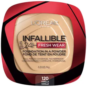 L'Oreal Paris Infallible Fresh Wear 24 Hr Powder Foundation Makeup | 220 Sand | 0.31 Ounce | Single | 1.0