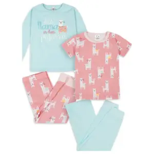 Gerber Toddler Neutral Snug Fit Cotton Pajamas | 4-Piece Set | Sizes 12 Months-5T | 18 Months | Llama