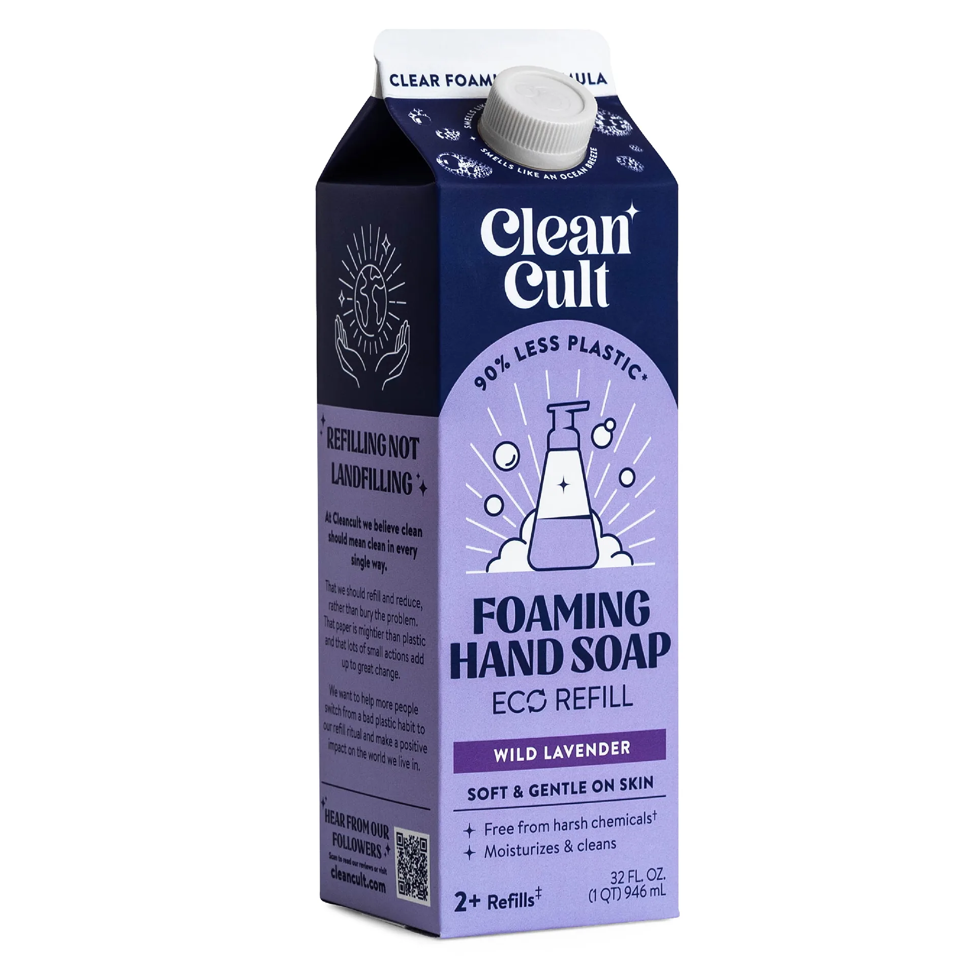 Cleancult Foaming Hand Soap Refill | Nature-Inspired Ingredients | Lavender Scent | 32 fl Ounce