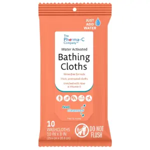 Pharma-C Water-Activated No-Rinse Bathing Cloths | Fresh Scent | 10 Cloths | Single