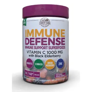 Country Farms Immune Defense Drink Mix | Mixed Berry Flavor | 11.3 Ounce. 40 Servings | N/A