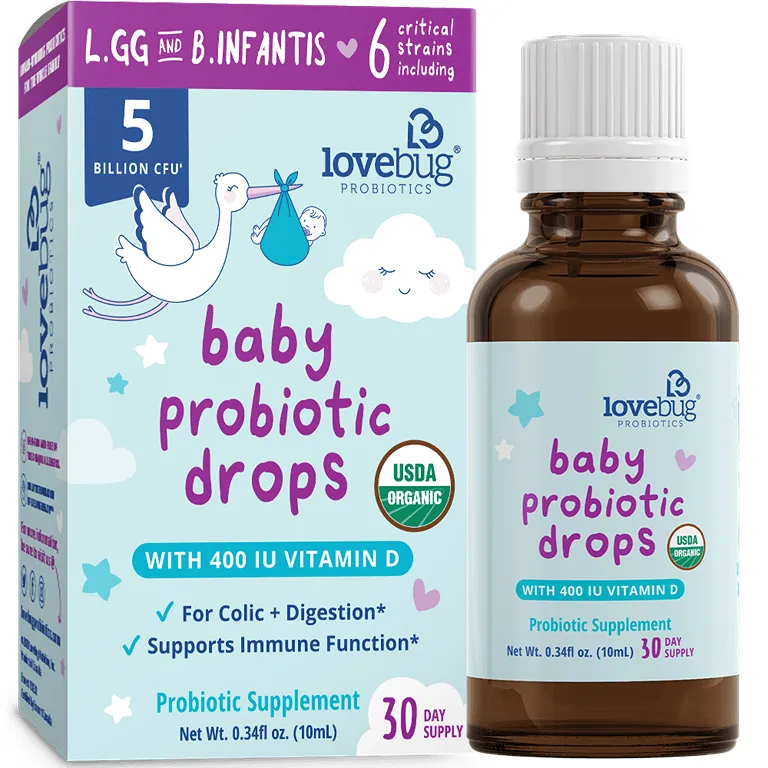 LoveBug Probiotics Baby Probiotic Drops | 5 Billion CFU | 0.34 fl Ounce (10 Milliliters)