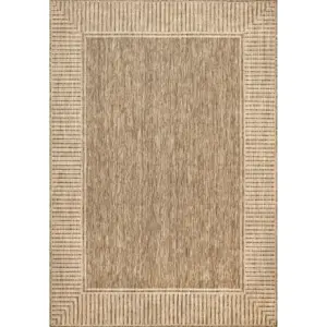 nuLOOM Asha Simple Border Indoor/Outdoor Area Rug | 4' x 6' | Light Brown