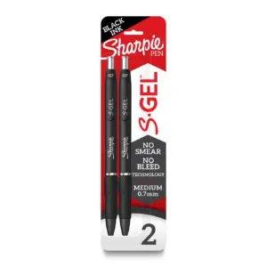 Sharpie S-Gel | Gel Pens | Medium Point (0.7mm) | Black Ink Gel Pen | 2 Count