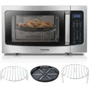 TOSHIBA 4-Inch-1 | 1.5 cu. ft. | Countertop Microwave Oven | Smart Sensor | 1000 Watts | Milliliters-EC42P(SS) | Stainless Steel | 1.5 Cu. Ft.- 4-Inch-1 | Silver