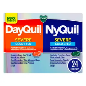 Vicks DayQuil NyQuil Severe Cough | Cold and Flu Relief LiquiCaps | 24 Ct