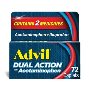Advil Dual Action Pain Relievers Coated Caplets | 125Mg Ibuprofen & 250Mg Acetaminophen | 36 Count