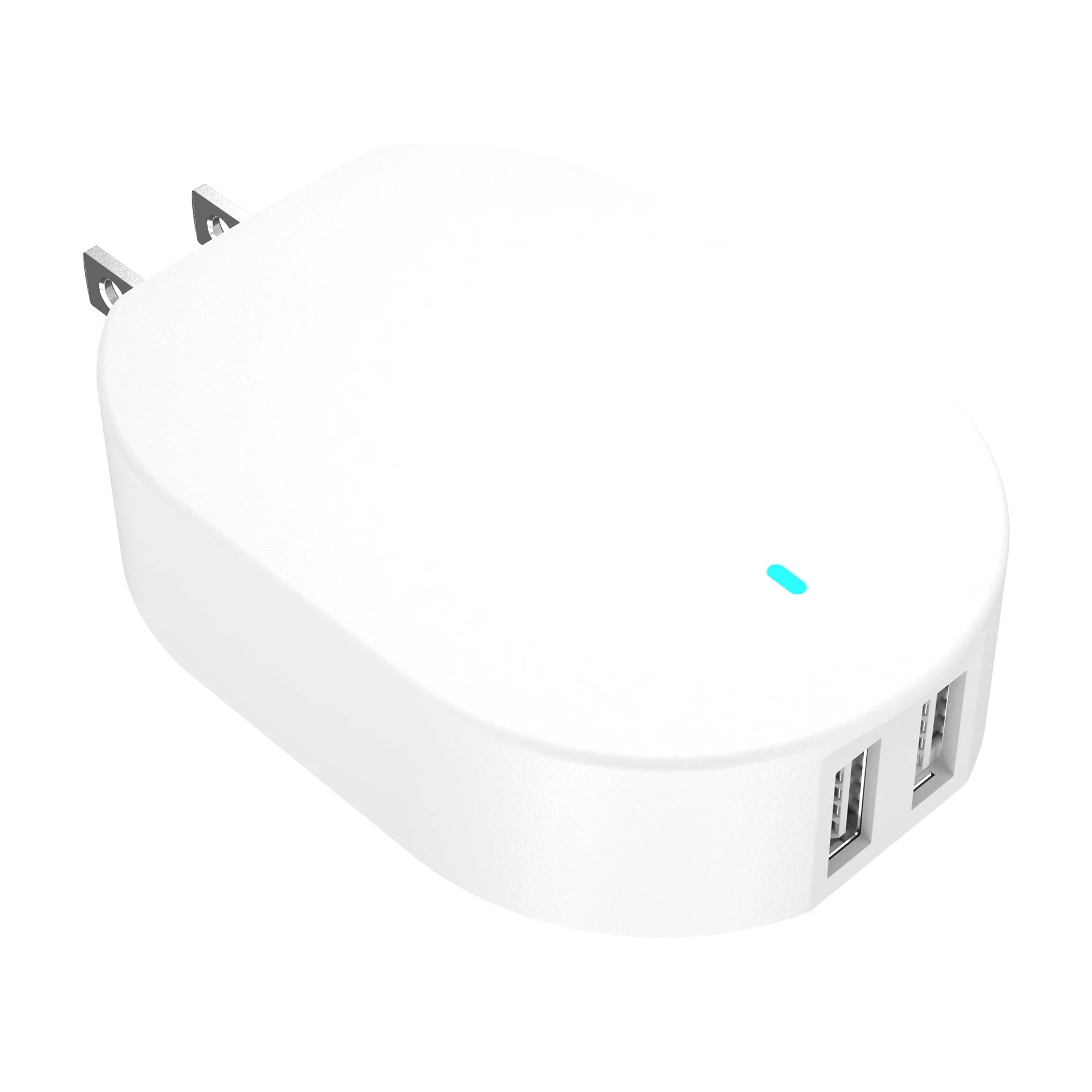 onn 24W Dual USB-A Port Wall Charger | Foldable Plug | White | Compatible with iPhone | Samsung Galaxy | Note | Pixel Devices iPad Pro | and More