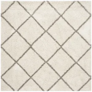 SAFAVIEH Hudson Amias Plush Geometric Shag Area Rug | Ivory/Grey | 8' x 8' Square