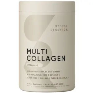 Sports Research Multi Collagen Protein Powder (Type I | II | III | V | X) + Hyaluronic Acid + Vit. C (30 Servings) | 10.6 Ounce