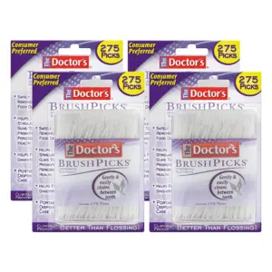 The Doctor's BrushPicks Interdental Toothpicks | 1,100 Picks | 4 Pack of 275 Picks