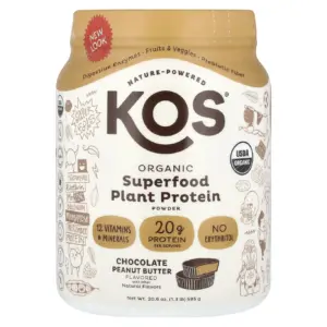 KOS Organic Plant Based Protein Powder | Chocolate Peanut Butter | 20g Protein | 1.3lb | 7.25