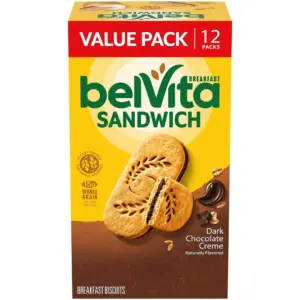 belVita Breakfast Sandwich Dark Chocolate Creme Breakfast Biscuits | 8 Packs (2 Sandwiches Per Pack)