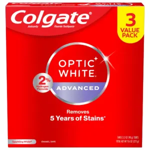 Colgate Optic White Advanced Hydrogen Peroxide Whitening Toothpaste | Mint | 3.2 Ounce | 3 Pack | 1